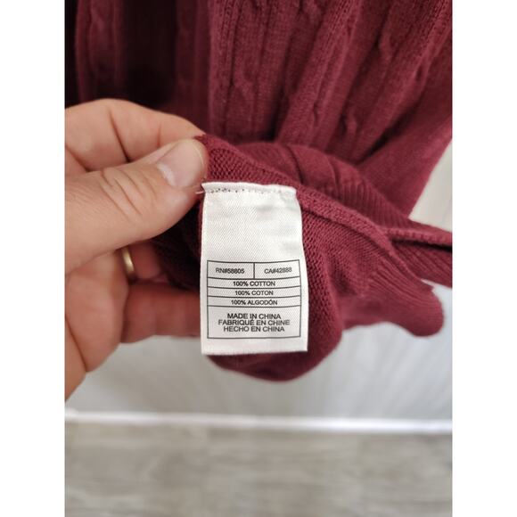 Men's Oak Hill Cable Knit Sweater Size 2xl Burgundy Preppy Church Office Comfort - Picture 5 of 8